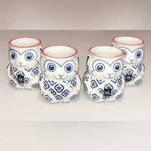 Set Of 4 Cat Mugs Yokohama Studio Hand Painted 3D Embossed Ceramic Pottery EUC